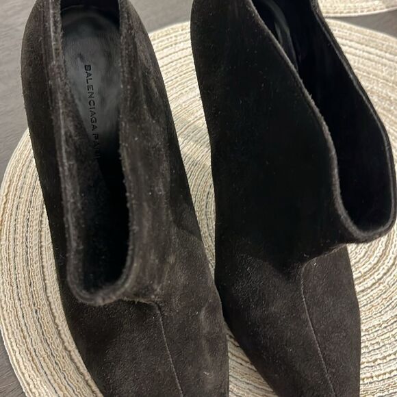 Balenciaga Black Suede Ankle Boots Size 7.5 - Picture 12 of 15